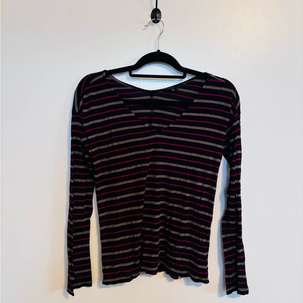 Jack long sleeve striped top size medium with v neck